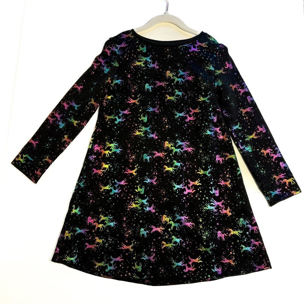 Jumping Beans All-Day-Play Shimmery Rainbow Unicorns Knit Dress Size 7